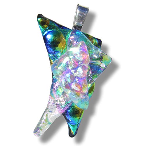 Feel Good Gold Pendentif Fait Main Triangles Arc-en-Ciel Bleu-Vert