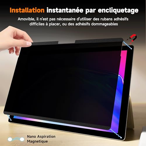 Filtre de Confidentialité Magnétique Surface Pro 6 5 4 Solution Anti Espionnage et Reflets - 3