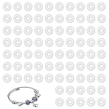 Bloqueur pour Pandora, 80 pièces Stoppeur En Caoutchouc De Silicone Transparent, Stoppeurs, pour bracelet à breloques et Colliers, Clips de Verrouillage pour Chaîne Serpent, Accessoires de Bijouterie