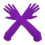 Aniler Unisex 18' Elbow Length Full Finger Costume Party Stretchy Gloves (One Size, Purple)