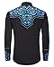 SALVAJE OESTE Western Embroidered Cowboy Shirts for Men, Casual Button Down Long Sleeve Shirt with Floral Design Black-Royal Blue