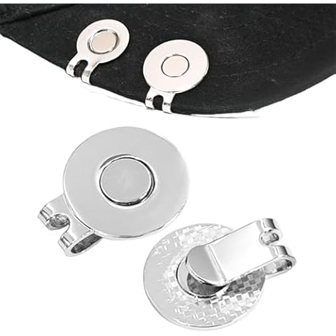 FYHJNC 2-Piece Magnetic Golf Hat Clip - Strong Magnet Ball Marker Holder for Hat Visor Bag, Iron Core Cover