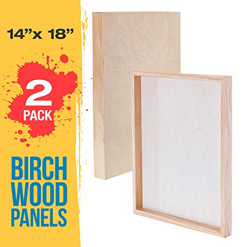 U.s. Art Supply 14" X 18" Birch Wood Paint Pouring Panel Boards, Gallery 1-1/2" Deep Cradle (Pack Of 2) - Artist Depth Wooden Wall Canvases - Painting Mixed-Media Craft, Acrylic, Oil, Encaustic #TOP1
