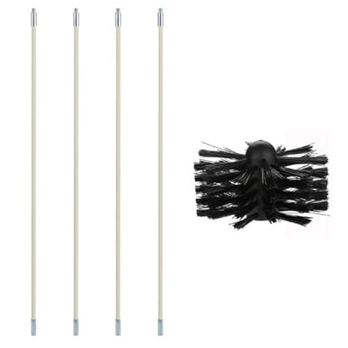 RERTOARY Cepillo de limpieza para chimenea, cepillo de limpieza de chimenea, sistema de barrido rotatorio de Fireplace Kit Rod Tool Set Cover