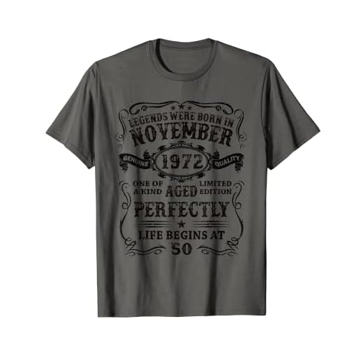 Hecho En Noviembre 1972 50 Años Cumpleaños Regalo Hombre Camiseta