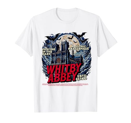 Gothic Whitby Abbey Supernatural T-Shirt, Men, White, Small