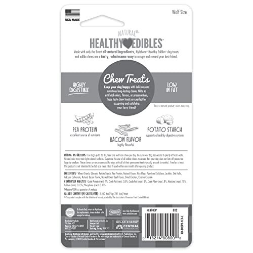 Nylabone Healthy Edibles All-Natural Long Lasting Bacon Flavor Chew Treats 1 Count Bacon Medium/Wolf #TOP6