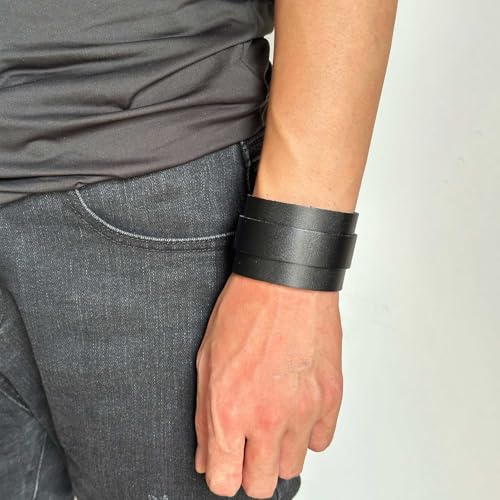 Pulsera de cuero trenzado ancha estilo punk rock miniatura 2