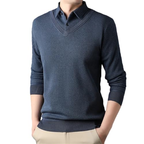 Men's Vintage Fleece Sweaters Fashion V-Neck Casual Thick Slim Fit Knitting Pullover Top