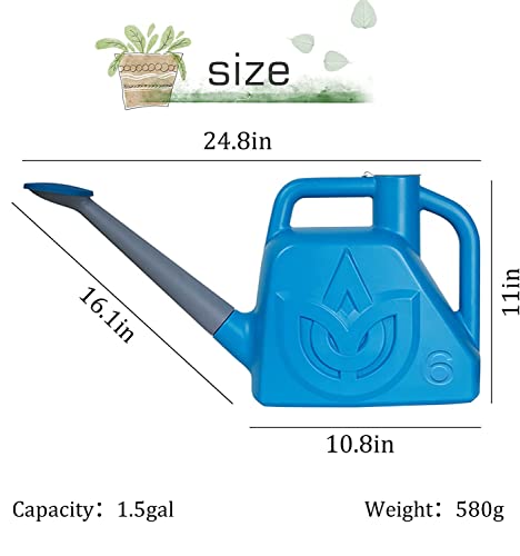 XXXFLOWER 1.5 Gallon Blue Watering Can Outdoor Garden Flower Plant, Lightweight 6 L Water Cans with Detachable Nozzle Watering Pot for Office House Garden - Thumbnail 2