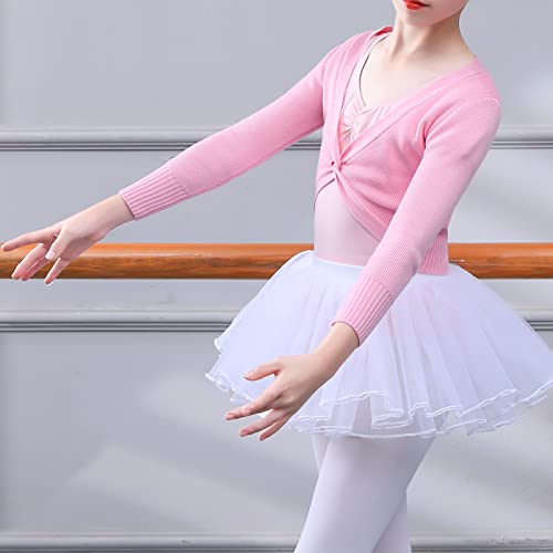 SEAUR Blusas de balé de manga comprida para meninas suéter de malha de dança macio wrap balé suéter