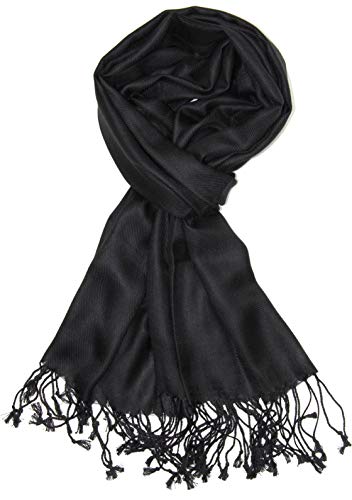 World of Shawls Super Soft Pashmina Shawl Scarf Wrap (Black)
