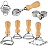 Ravioli Ausstecher Set 4-teilig – Edelstahl Mit Holzgriff, Rund, Quadratisch, Herz, Für Pasta & Kekse