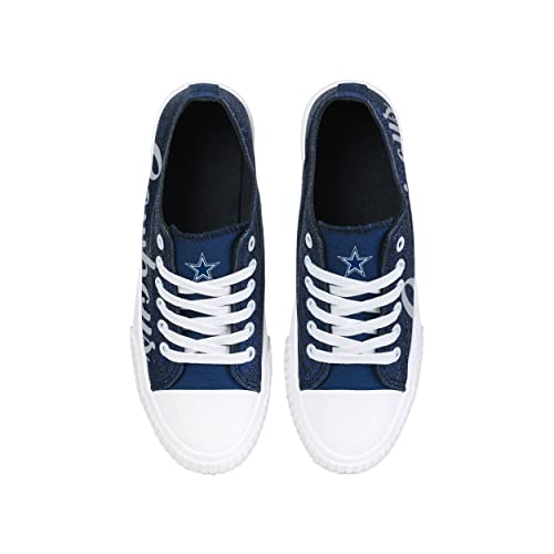 Image of FOCO Womens NFL Team Logo Ladies Fashion Color Glitter Low Top Canvas Sneakers Shoes