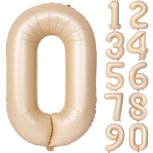 Image of 40 In Caramel Number Balloons 0 Helium Foil Mylar Balloon | Birthday Party Decorations Suitable For Boys' And Girls' Birthday Parties Anniversary celebration Digital 0