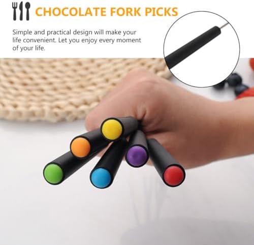 SHOWERORO 6pcs Stainless Steel Fondue Dipping Forks with Long Handles for Chocolate, Cheese, and Fruit, Easy to Clean Hot Pot and Bbq Baking Tools, for Hotel and Cafe Use - 2