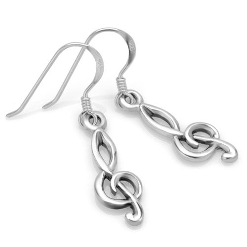 Chuvora 925 Sterling Silver Treble G Clef Musician Dangle Hook Earrings for Women