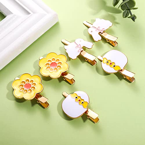 Easter Hair Clip Cute Enamel Bunny Egg Flower Hairpins Kawaii Easter Metal Alligator Clips For Women Girl Holiday Party Hair Accessories (Easter Hair Clips A) #TOP1