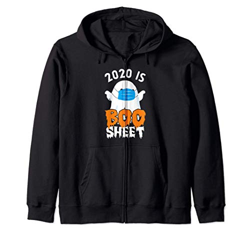 2020 Is Boo Sheet Ghost In Mask Spooky Halloween Funny Pun Sudadera con Capucha