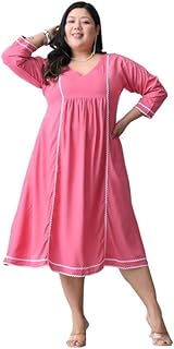 PrettyPlus by Desinoor.com Plus Size Sea Green V Neck Frilled Rayon Lace Dress | Womens Solid A-Line Dress | Dresses for G...