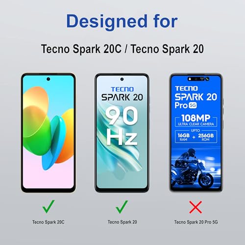 Image of ZAP CASE HD Plus Tempered Glass Screen Protector Compatible For Tecno Spark 20C (Black) Edge To Edge Coverage With Easy Installation Kit