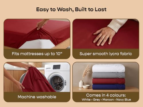 Image of SleepyCat Waterproof Lycra Mattress Protector | Double 78x48 | Maroon