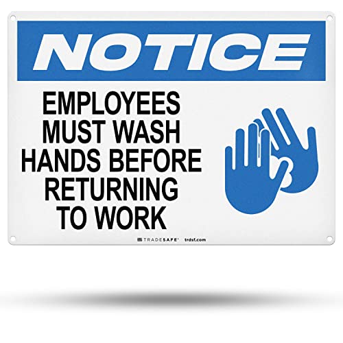 Panneau Employees Must Wash Hands TRADESAFE mural réfléchissant et étanche 35,6x25,4cm