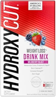 Hydroxycut Drink Mix | Weight Loss for Women & Men | Weight Loss Supplement | Energy Drink Powder | Metabolism Booster for Weight Loss | Wildberry Blast, 21 Packets (packaging May Vary)