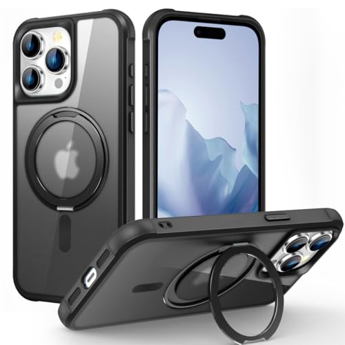 Anneau pour iPhone 14 Plus avec étui de support magnétique rotatif noir