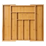 NEWFUN Schubladeneinsatz Küche, Besteckkasten Holz, Verstellbarer Besteckkasten, 6-8 Fächer für Besteck, Geeignet für Küche, Hauswirtschaftsraum, Arbeitszimmer