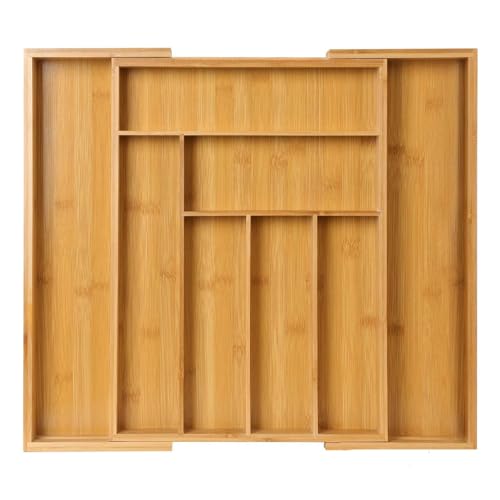 NEWFUN Cubertero Extensible, Organizador de Cubiertos para Cajon, Cubertero Ajustable, 6-8 Compartimentos para Cubiertos, Apto para Cocina, Lavadero, Estudio