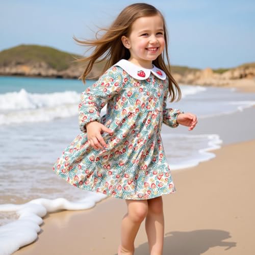 Little Bitty Toddler Fall Dress Long Sleeve Ruffled Casual Girls Boho Dress for Birthday Party & Holiday for 2-7 Years4