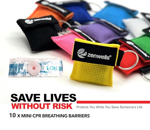 Beatmungsmaske Schlüsselanhänger 10 Stück (bunt) - CPR Maske Face Shield - Erste Hilfe Beatmungsmasken für Erwachsene und Kinder - Perfekter Schutz für den Notfall