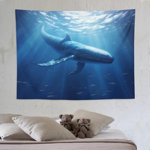 Tapisserie murale baleine PAZZK 150x200cm pour décorer un salon ou une chambre