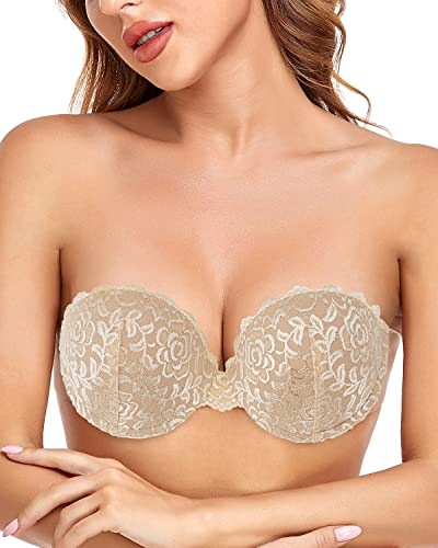 Autbre AUB-818-LC-DD2 Women'S Backless Strapless Bra Push Up Adhesive Plunge Invisible Reusable Padded Sticky Bra cover