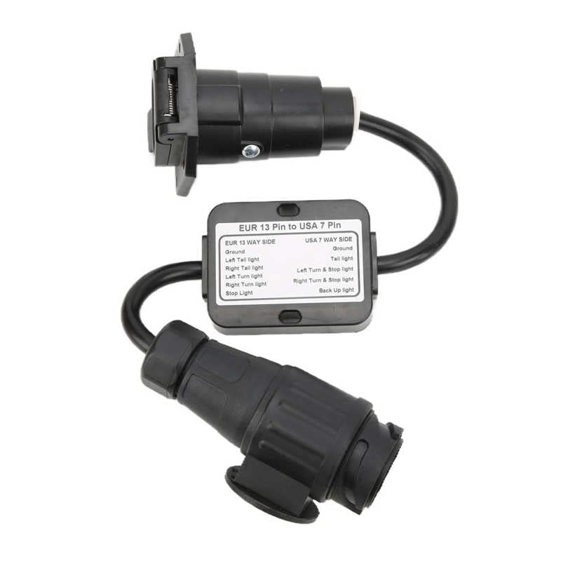 European 13 Pin to for American 7 Way Plug Round Connector Trailer Light Electrical Converter