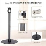 Koolehaoda Stojak monopod na biurko, regulowany stojak na kamerę z ciężką podstawą, stojak monopod z włókna węglowego do lustrzanek cyfrowych, światła, kamery internetowej, transmisji na żywo