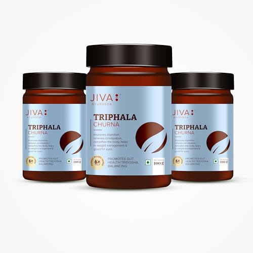 Image of Jiva Triphala Churna (100 x 3) 300g | Ayurvedic Triphala Powder with Amla, Harad & Baheda | Improves Digestion, Colon Cleanse, Gut Health, Immunity | Natural Detox | Contains Bioactive & Antioxidants