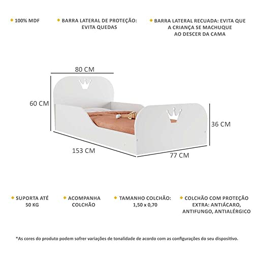 Cama Infantil Montessoriana com Colchão Incluso Encantada Multimóveis Branca