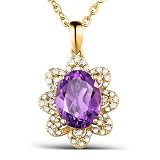 RDSGYZ Collana da donna in oro 585, con ciondolo a forma di fiore con citrino, topazio, ametista 1,8 carati e diamante 0,2 carati, collana da sposa per donne, Ametista Diamante