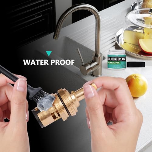 114g Silikonfett für Kaffeevollautomaten, Silicon-Fett Lebensmittelecht mit Pinsel für O-Ringe, Armaturen, Zündkerzen, Gummidichtung, Wasserhahn und Mehr, Entspricht der NSF H1-Norm
