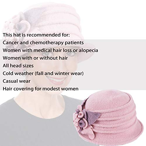Vintage Women Floral Wool Dress Cloche Winter Hat 1920s (C020-D-Light Pink) by FORBUSITE - Image 5