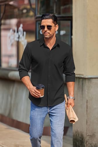 COOFANDY Mens Long Sleeve Button Down Shirts Casual Untucked Shirts for Men Dress Shirts Wedding Shirts2