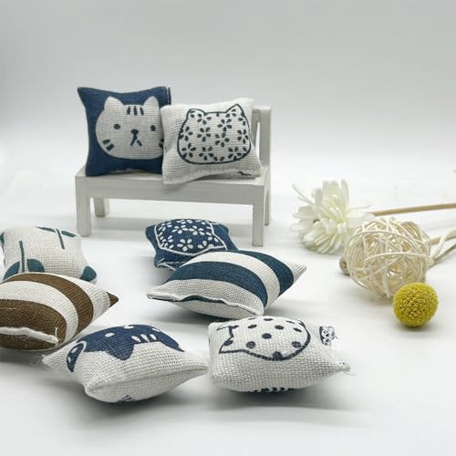 10pcs Miniature Sofa Pillow, 1:12 Scale Mini Cushions, Tiny House Sofa Bed Accessories Decoration Furniture Model Accessory (Random Pattern) - Thumbnail 2