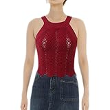 JHMKNIT Womens Tank Top Sleeveless Knit Crop Top Asymmetrical Hems Tank Vest Ribbed Knit Sweater Tee