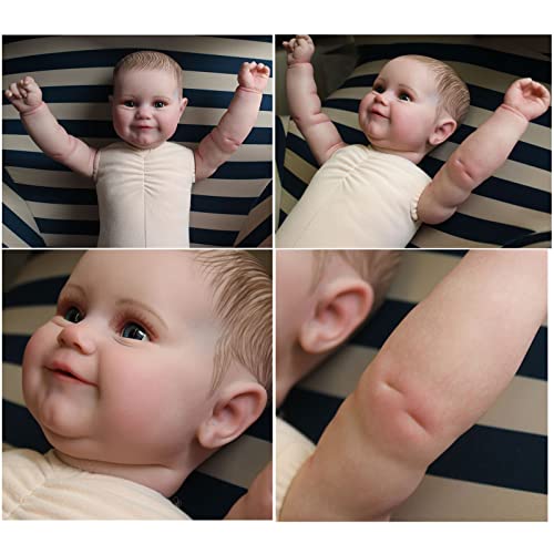 YIHANGG 60cm Blaue Augen Reborn Babypuppe 24 Zoll 3D-Lackhaut Silikon Kleinkind Mädchen Mit Sichtbaren Adern Lebensecht Neugeborene Puppe Kind Geburtstag Weihnachten Geschenke Kunstsammlerstück – Bild 8