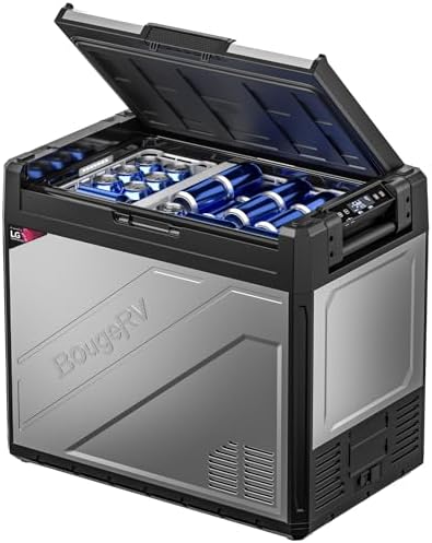 Electrical Appliances - BougeRV 12 Volt Portable Refrigerator, 81 Quart Rocky V2.0 Dual Zone Car Fridge Freezer with LG Compressor, Compressor Cooler with App Control 12/24V DC, 110~240V AC for Camping, Travel, RV, Truck