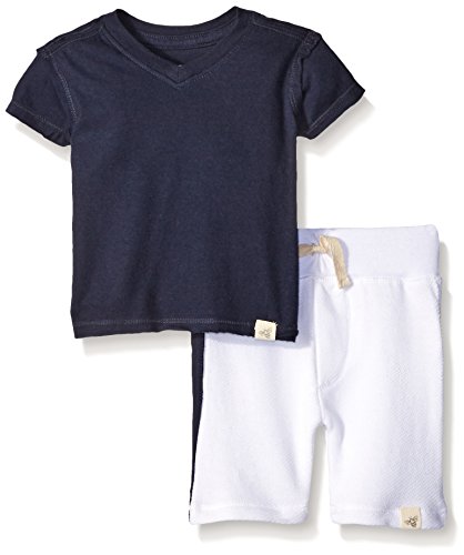 Burt's Bees Baby Boys' Organic V-Neck Tee and Stripe Short Set