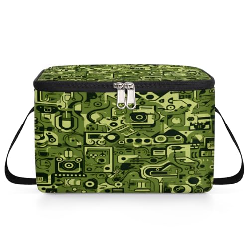 GzLeyigou Abstract Texture Lunch Bags for Women Men 9 Cans, Hot & Cold Food Delivery Bag Insulated Grocery Bag Insulated Lunch Box Green Fashion Cooler Bag for Office Work Picnic Beach