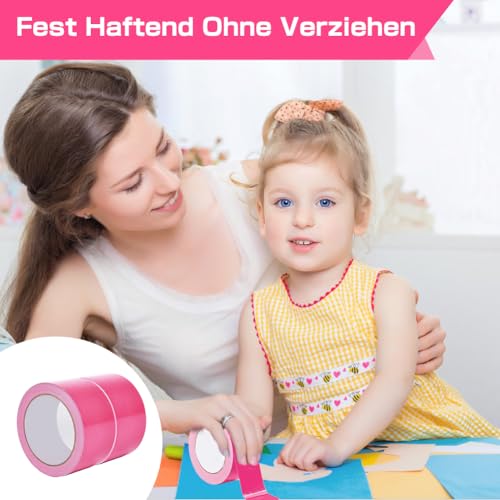ASOFTY 2 Rollen Gaffer Tape, 50mm x 20m Bunt Panzertape, Klebeband mit Starker Klebkraft, Gaffer-Band, Duct Tape, Gewebe-Klebeband für Reparaturen Industrielle (Rosa)